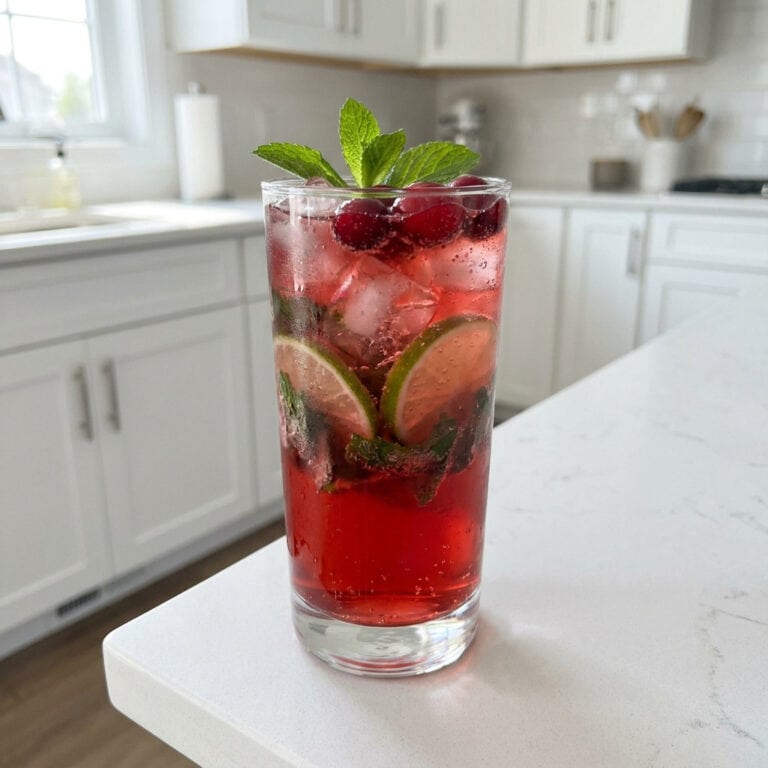 Cranberry Mint Spritzer Mocktail Recipe