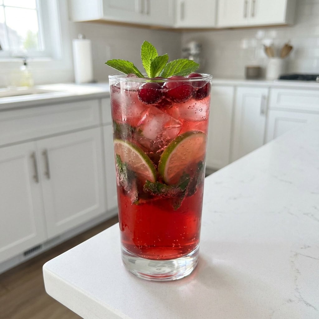 Cranberry Mint Spritzer Mocktail Recipe