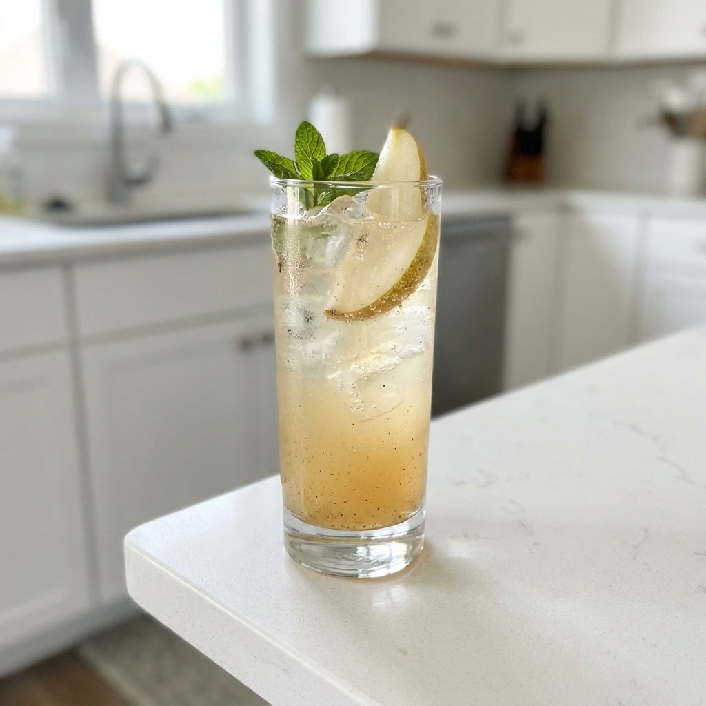 Honey Spiced Pear Sparkler Mocktail Recipe