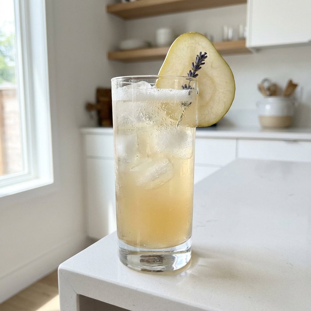Pear and Lavender Gin Fizz Cocktail Recipe