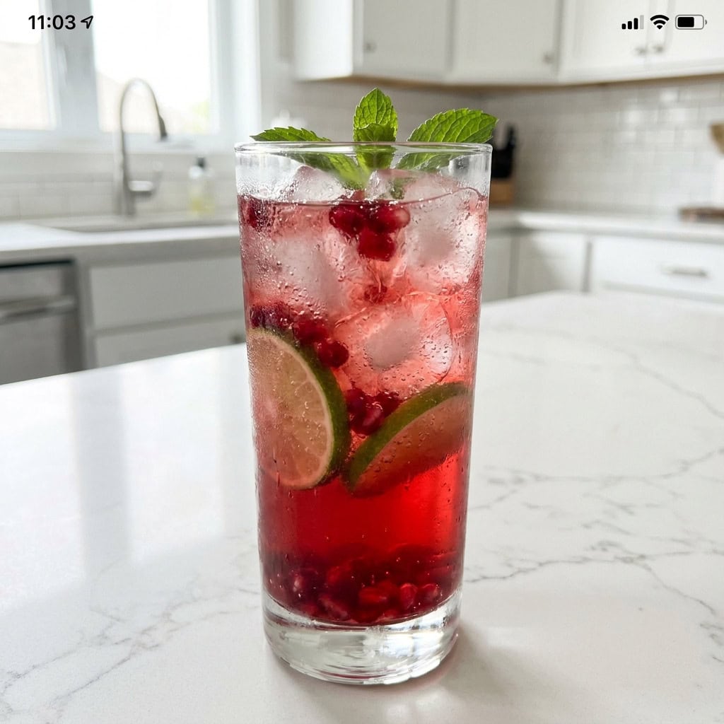 Sparkling Pomegranate Limeade Mocktail Recipe