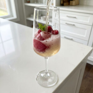Raspberry Sorbet Champagne Float Cocktail Recipe