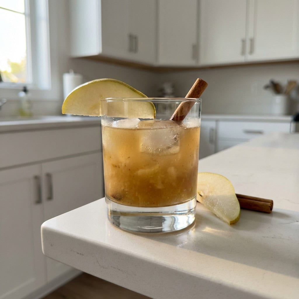 Pear Vanilla Bourbon Smash Cocktail Recipe