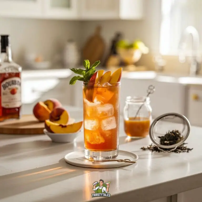 Ginger Peach Bourbon Tea Cocktail Recipe