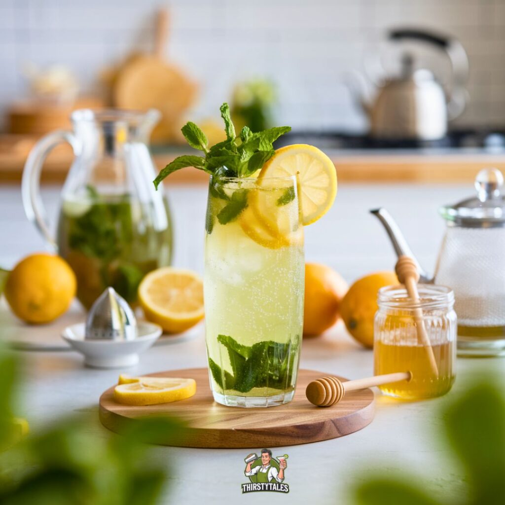 Green Tea Lemon Sparkler Mocktail Recipev