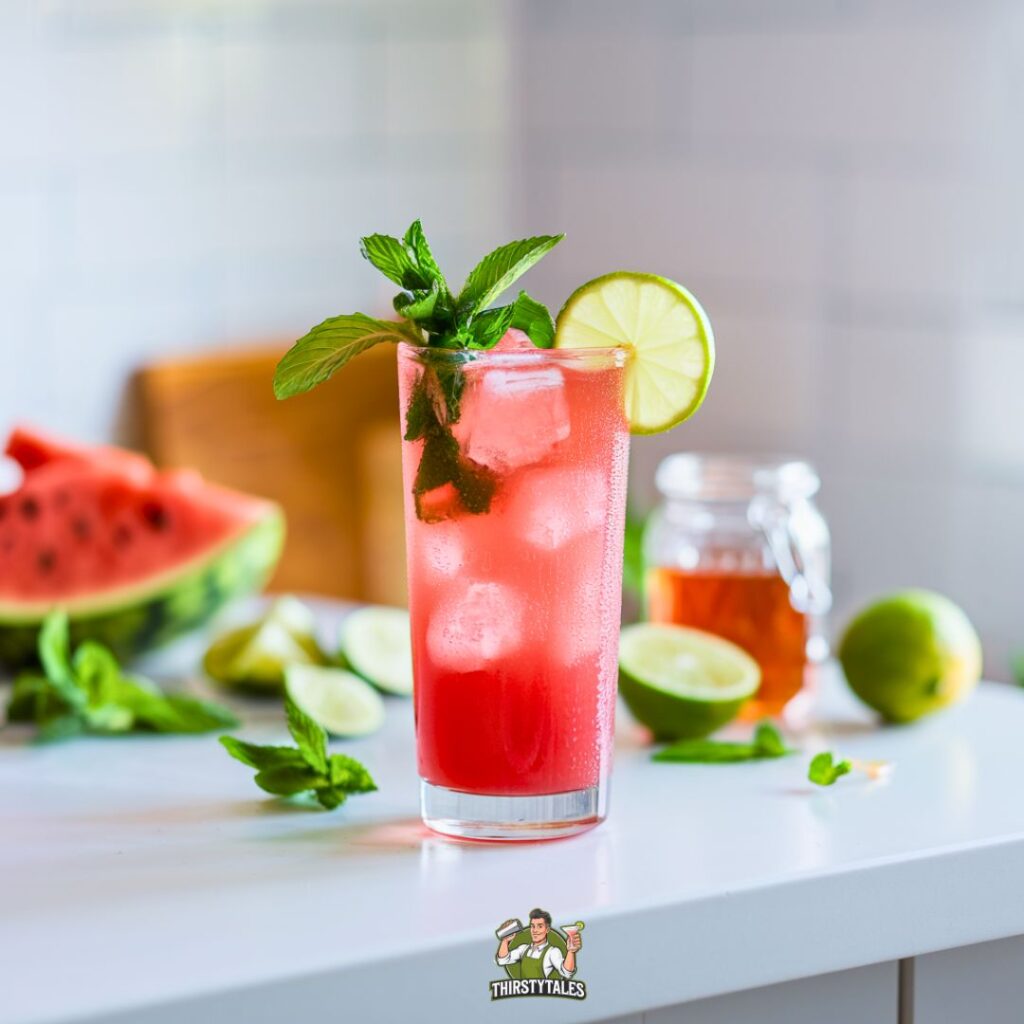 Minty Watermelon Cooler Mocktail Recipe
