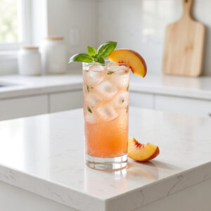 Peach Basil Cooler Mocktail Recipe