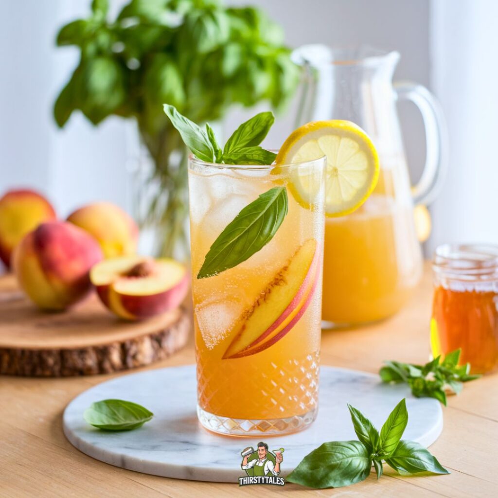 Peach Basil Cooler Mocktail Recipe