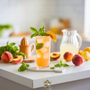 Peach Basil Lemonade Mocktail Recipe