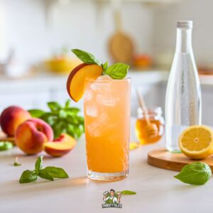 Peach Basil Refresher Mocktail Recipe