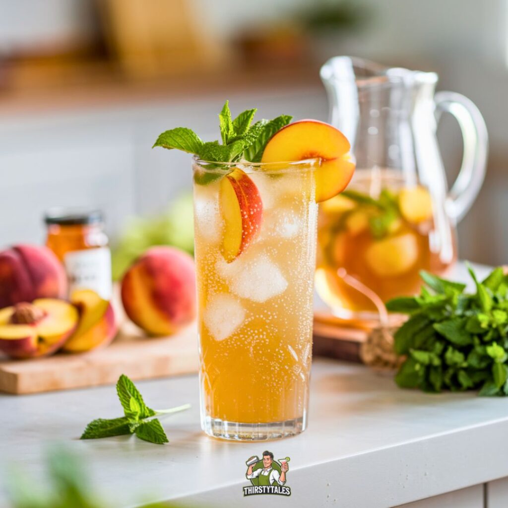 Peach Green Tea Sparkler Mocktail Recipe