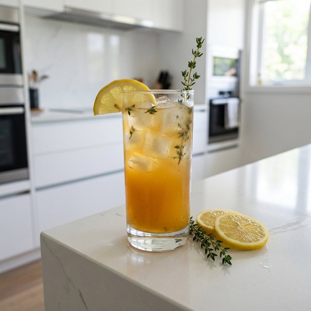 Peach Thyme Lemonade Mocktail Recipe