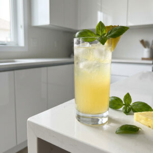 Pineapple Basil Spritzer Mocktail Recipe