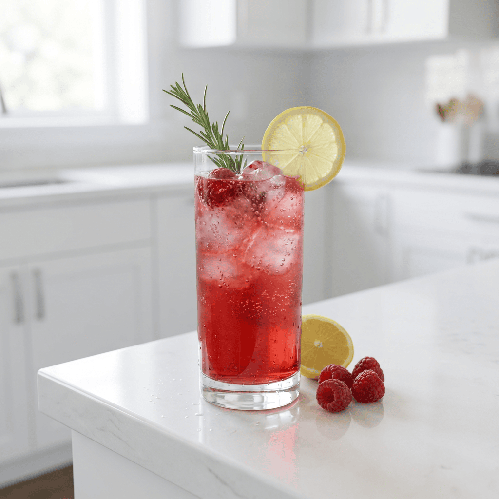Raspberry Rosemary Fizz Mocktail Recipe - Thirsty Tales