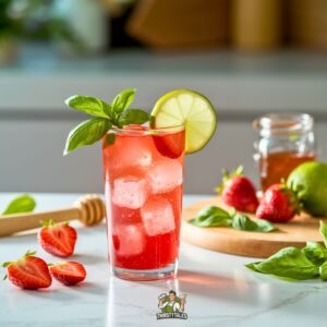 Strawberry Basil Breeze Mocktail Recipe