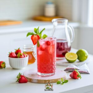 Strawberry Hibiscus Bloom Mocktail Recipe