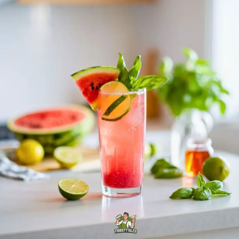 Watermelon Basil Sparkler Mocktail Recipe