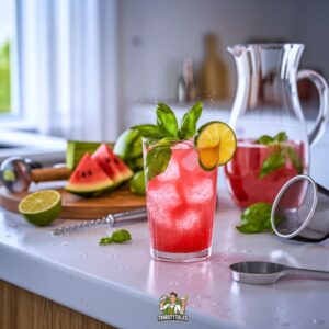 Watermelon Basil Spritzer Mocktail Recipe