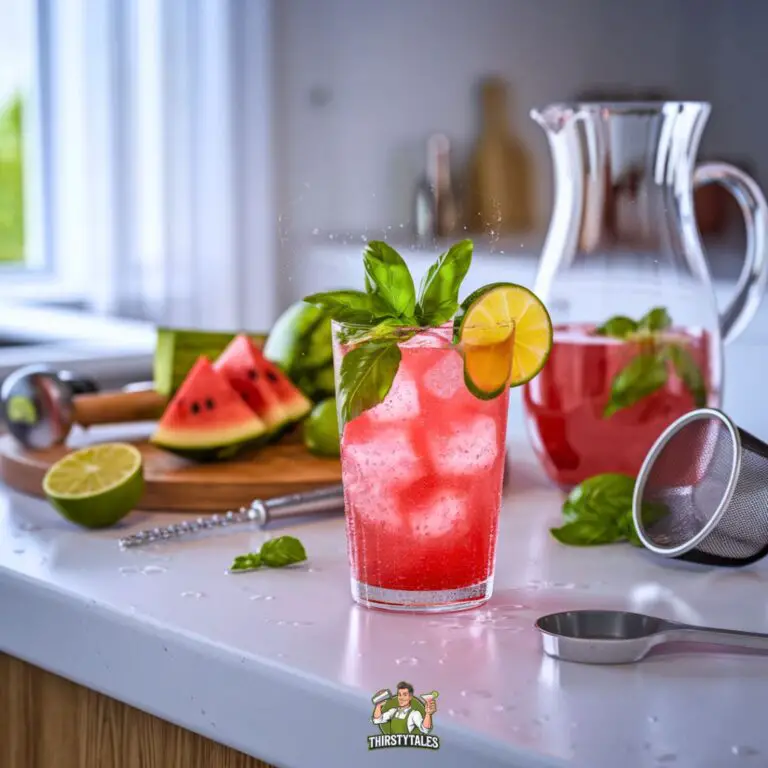 Watermelon Basil Spritzer Mocktail Recipe