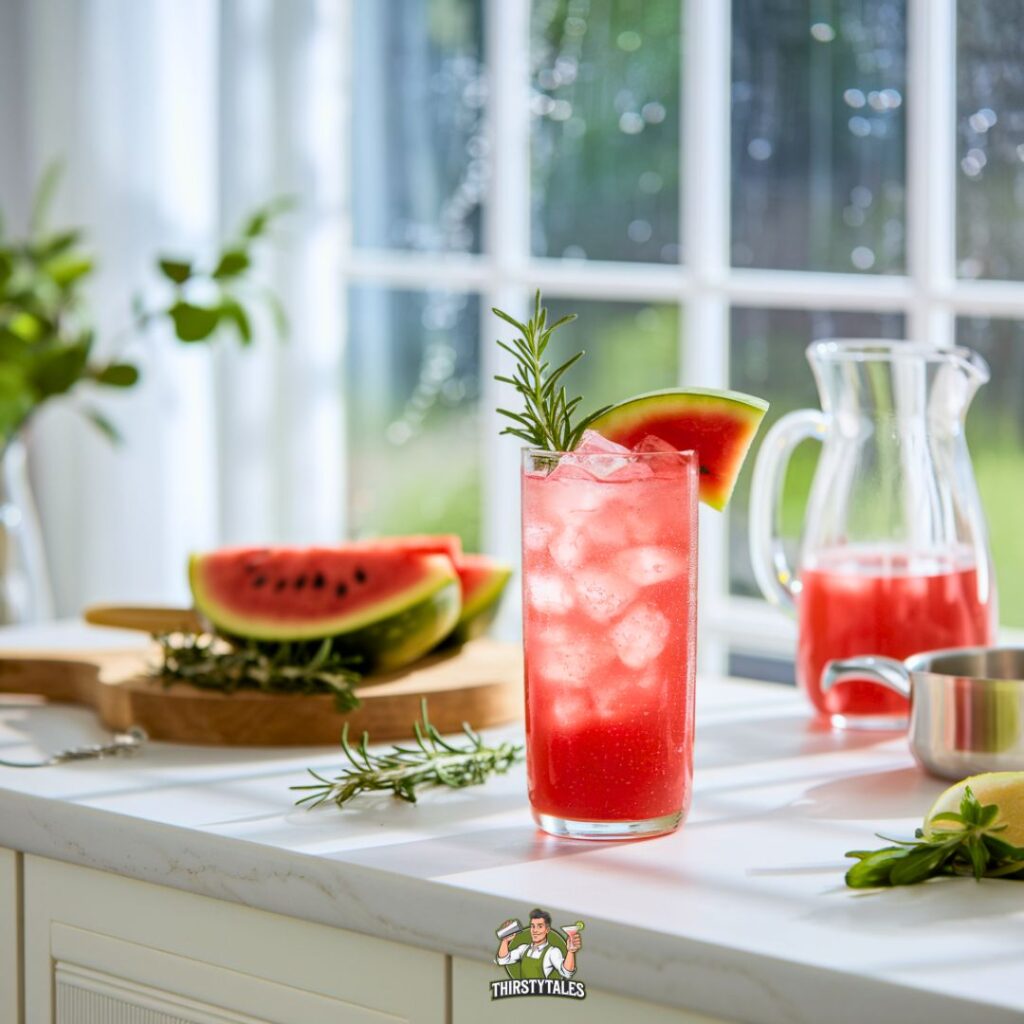 Watermelon Rosemary Refresher Mocktail Recipe