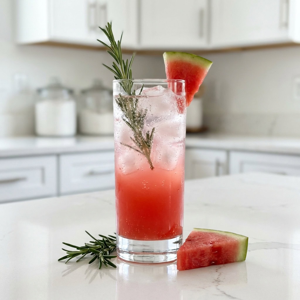 Watermelon Rosemary Refresher Mocktail Recipe