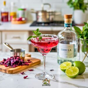 Hibiscus Mint Margarita Cocktail Recipe