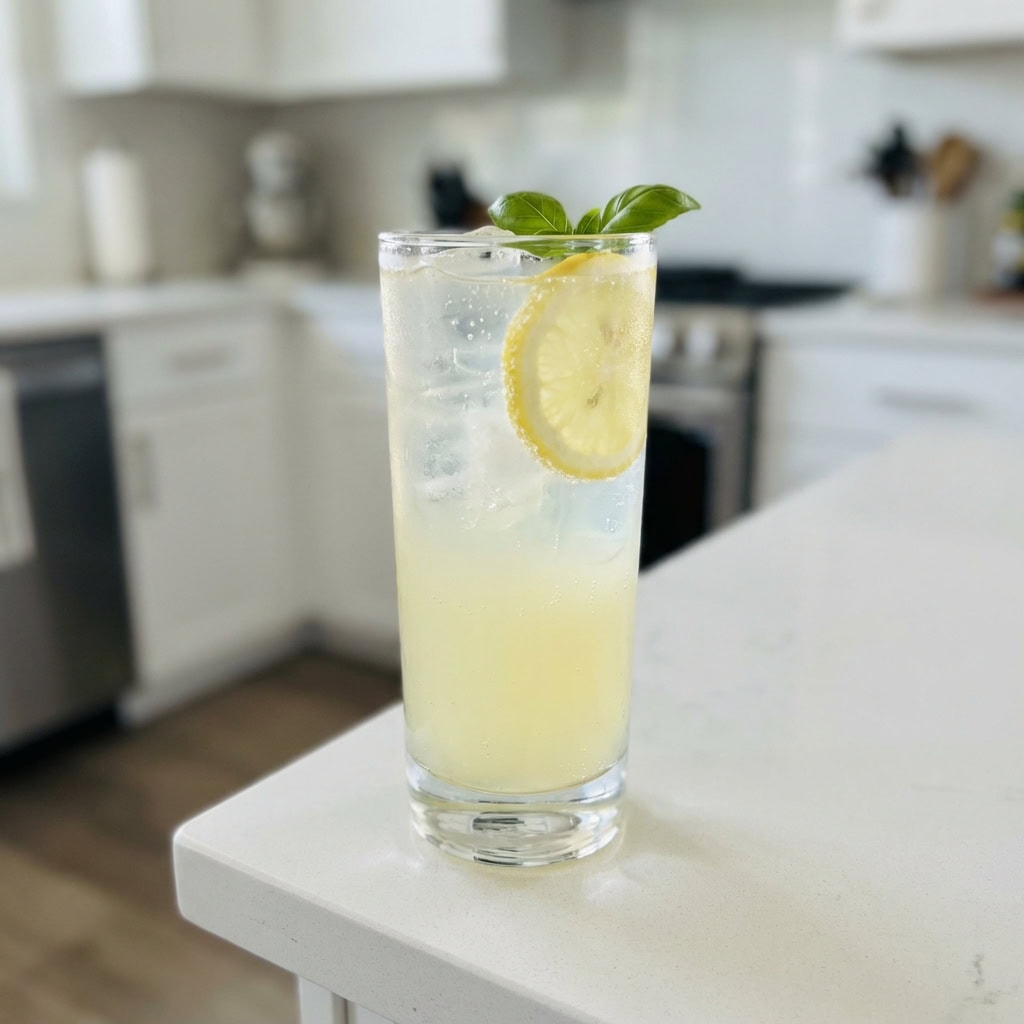 Lemon Basil Gin Collins Cocktail Recipe