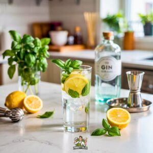 Lemon Basil Gin Collins Cocktail Recipe