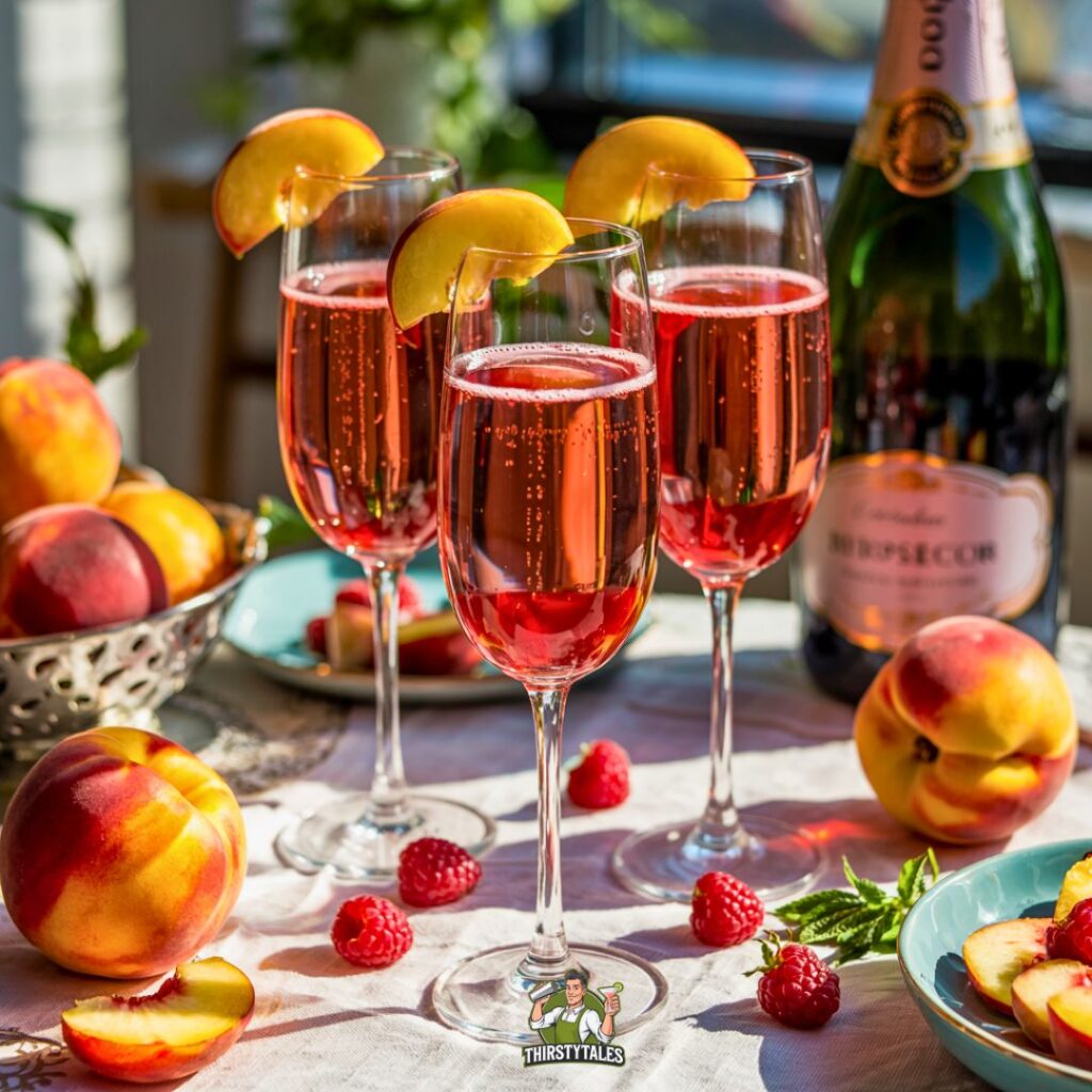 Peach Raspberry Bellini Cocktail Recipe