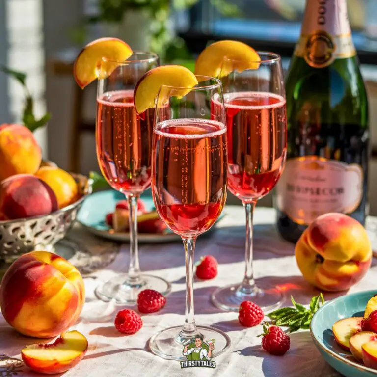 Peach Raspberry Bellini Cocktail Recipe