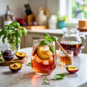 Plum Basil Iced Tea Mocktail Recipe