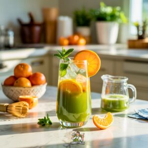 Tangerine Matcha Spritz Mocktail Recipe