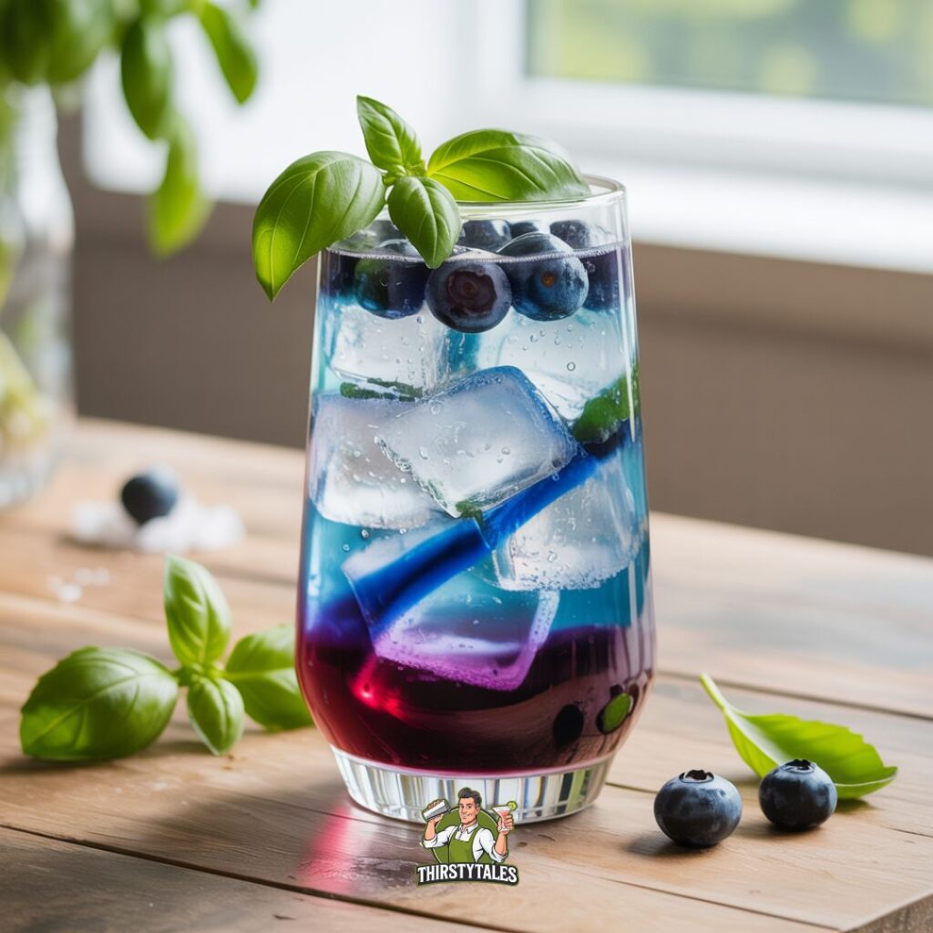 Blueberry Basil Spritzer Mocktail Recipe