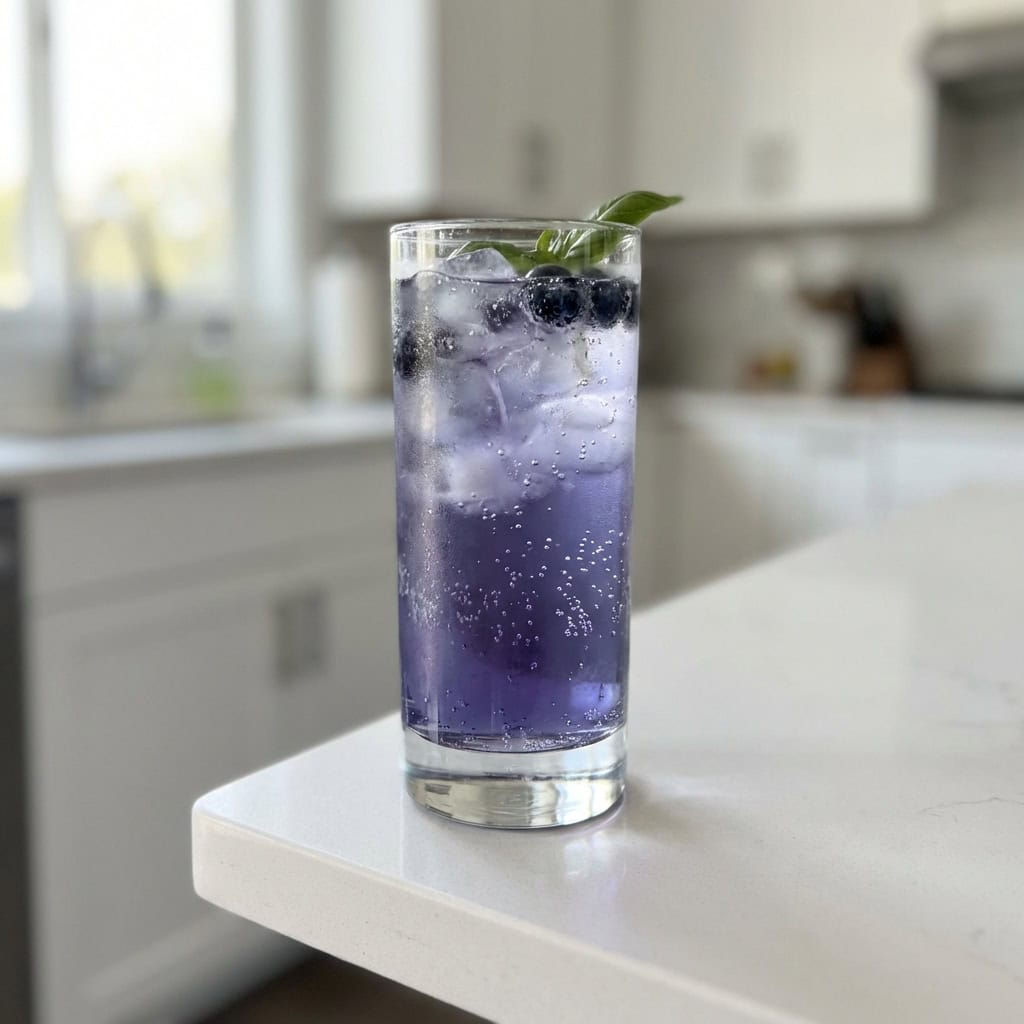 Blueberry Basil Spritzer Mocktail Recipe