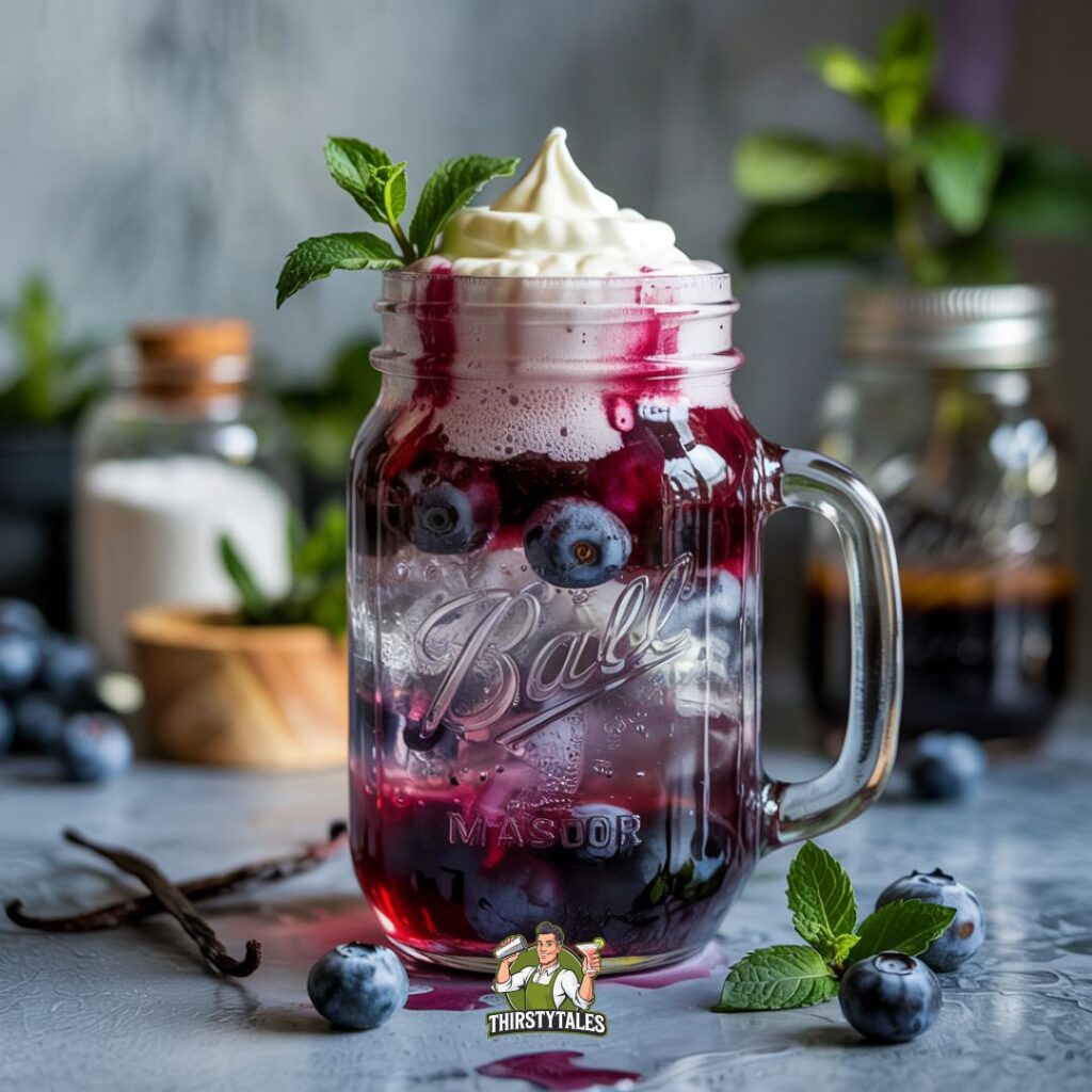 Blueberry Vanilla Cream Soda Mocktail Recipe