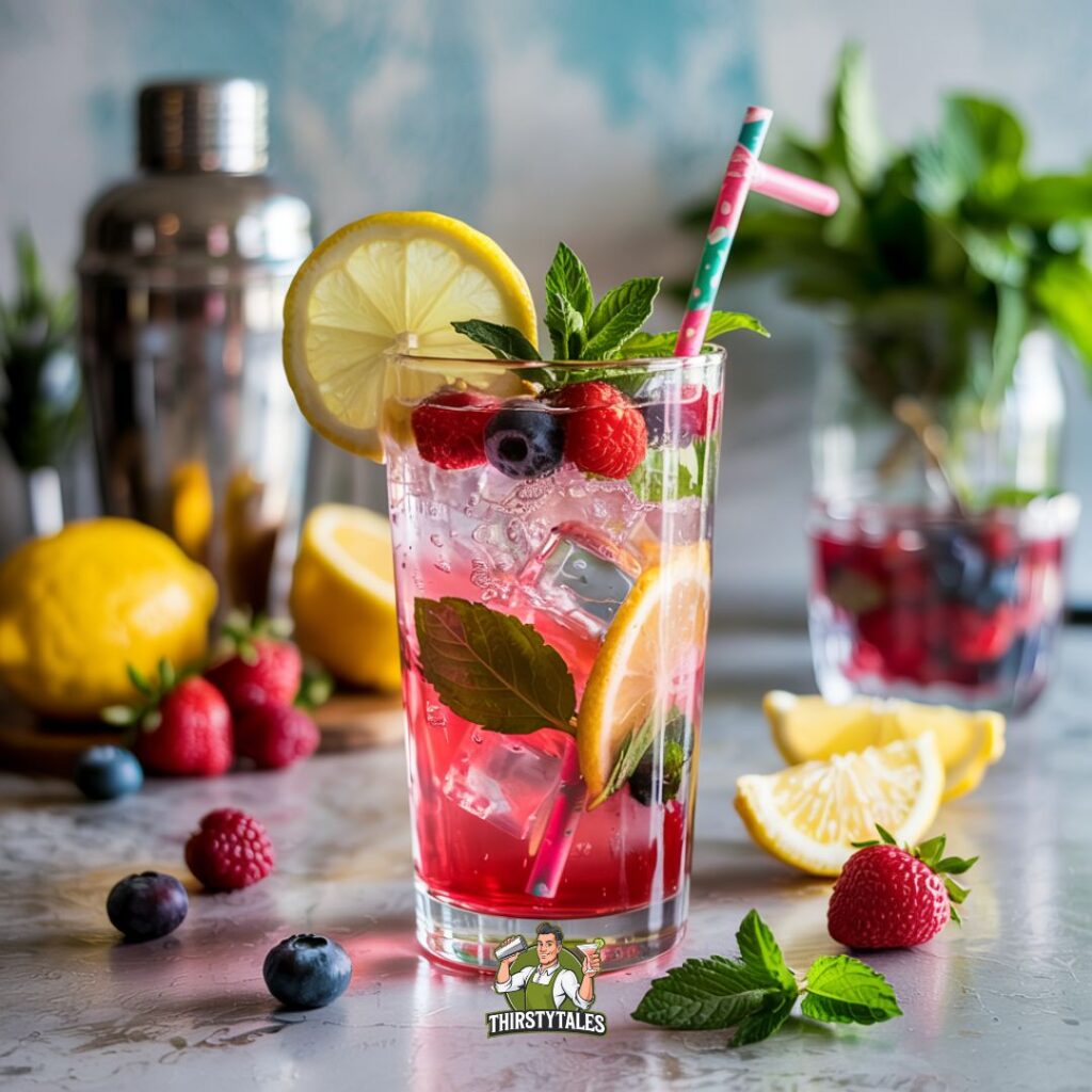 Pink Berry Lemon Fizz Mocktail Recipe