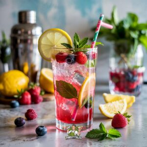 Pink Berry Lemon Fizz Mocktail Recipe