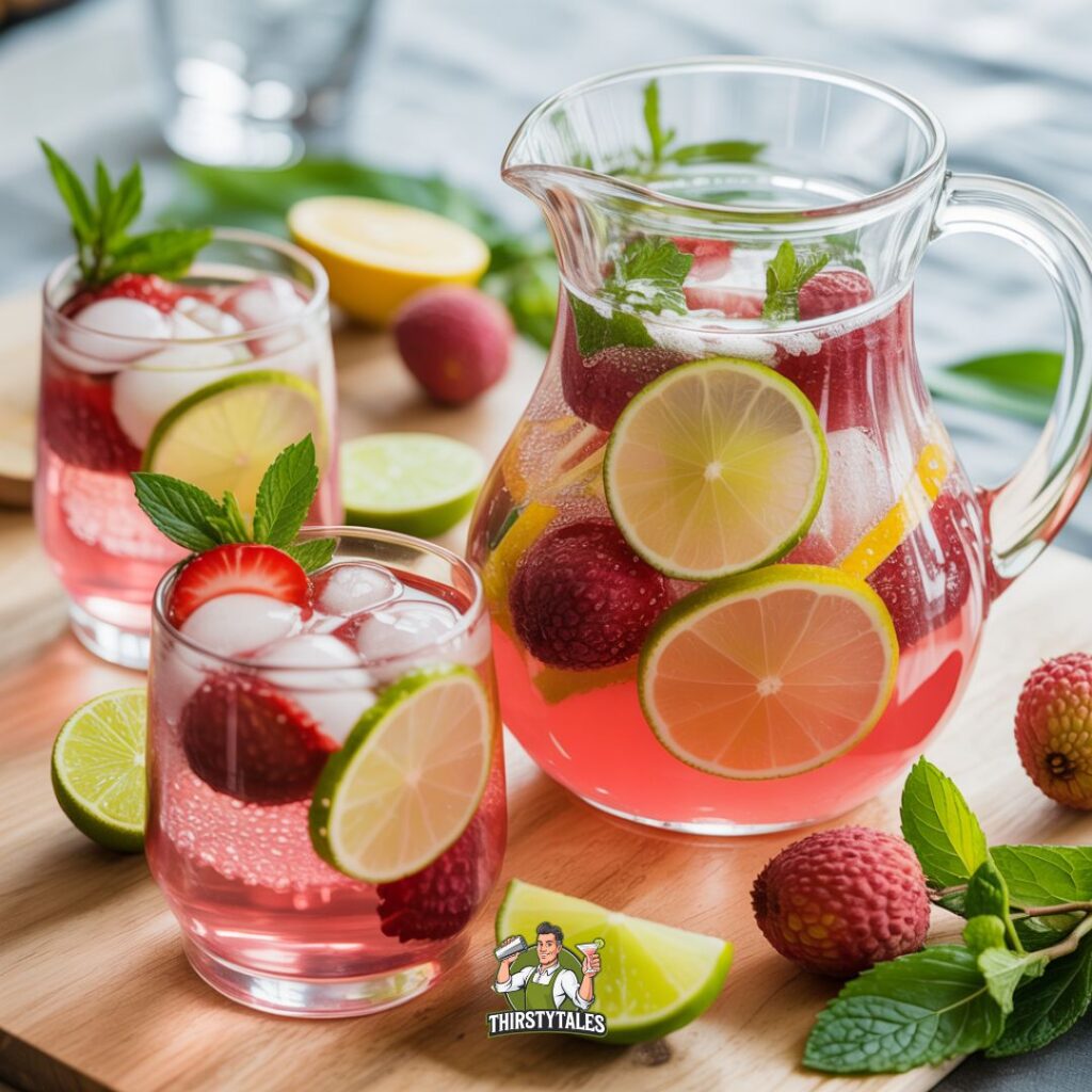 Pink Lychee Punch Mocktail Recipe