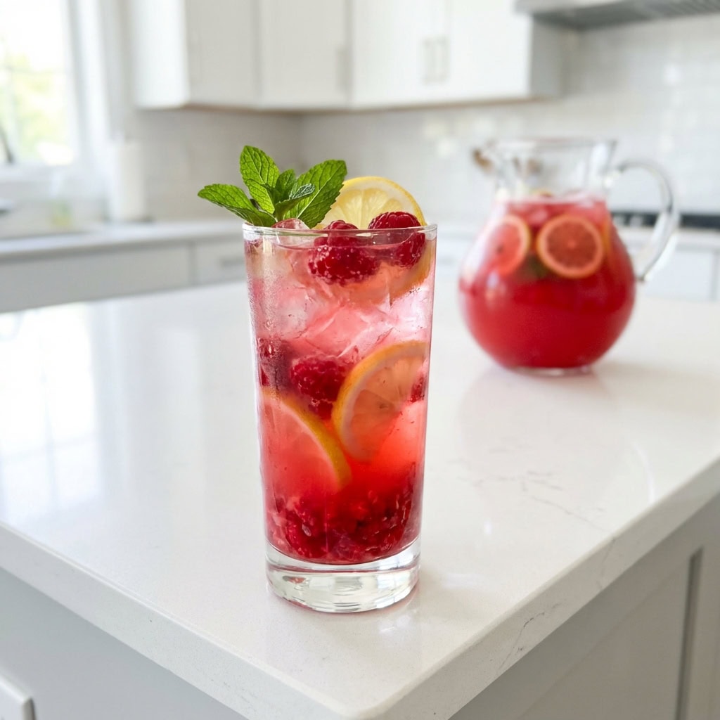 Raspberry Lemonade Punch Cocktail Recipe Thirsty Tales