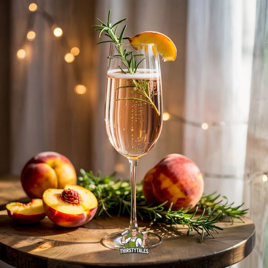 Peach and Rosemary Prosecco Cocktail Recipe