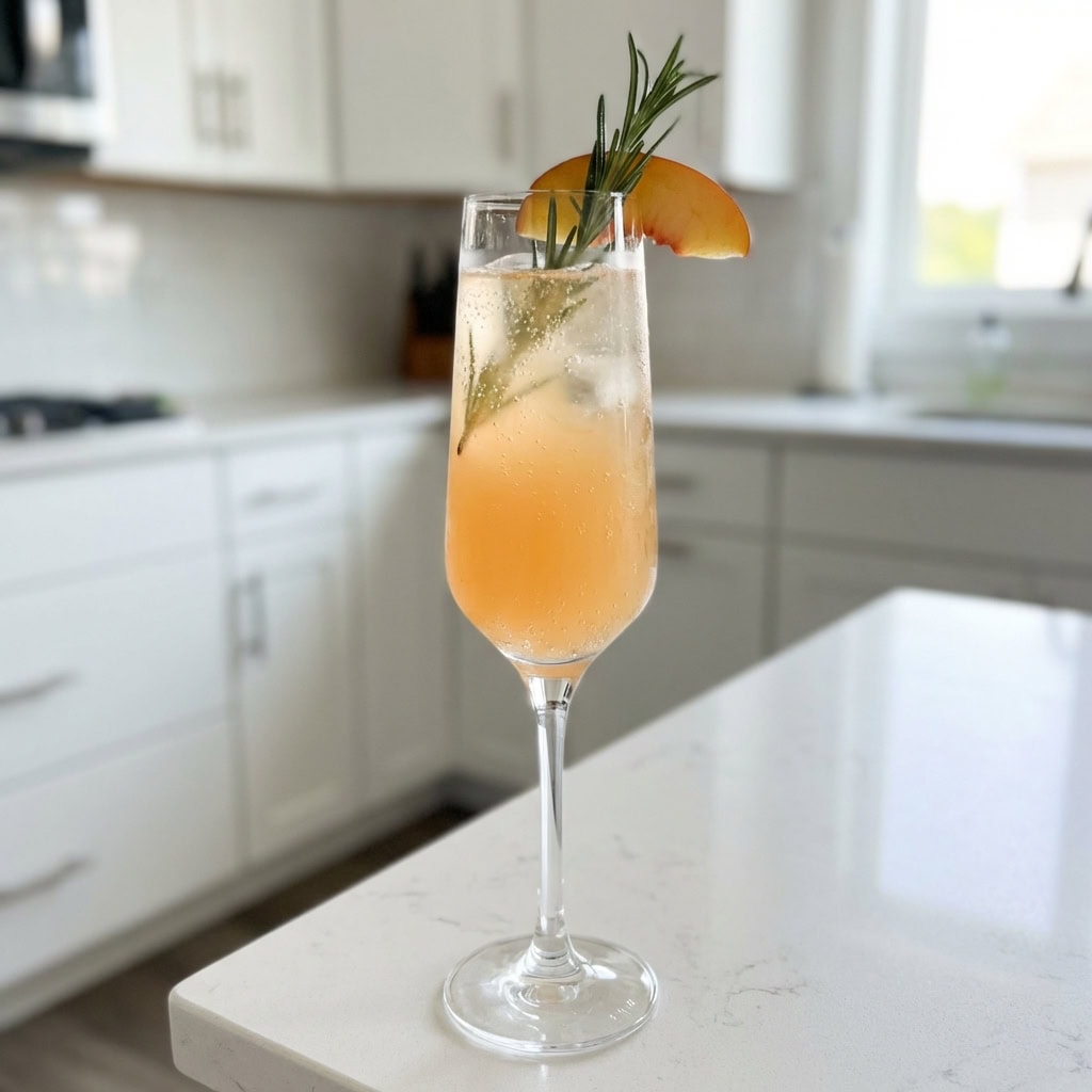 Peach and Rosemary Prosecco Cocktail Recipe