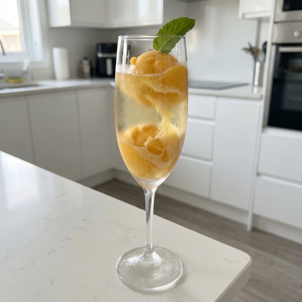 Prosecco Float with Mango Sorbet Cocktail Recipe