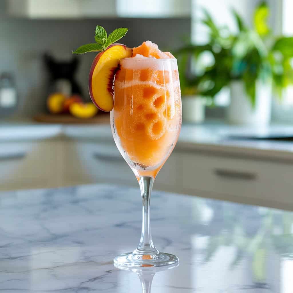Prosecco Peach Bellini Slush Cocktail