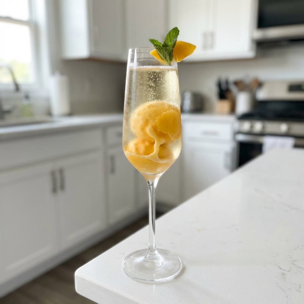 Prosecco with Mango Sorbet Cocktail Recipe
