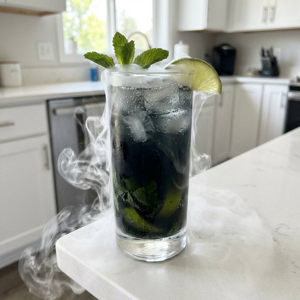 Black Magic Mojito with Mint and Dry Ice