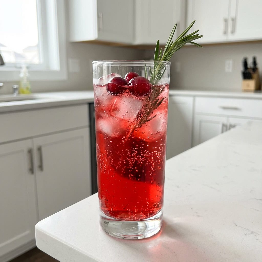 Cranberry Rosemary Spritzer Mocktail Recipe