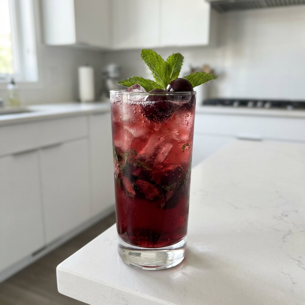 Dark Cherry Mojito Mocktail Recipe