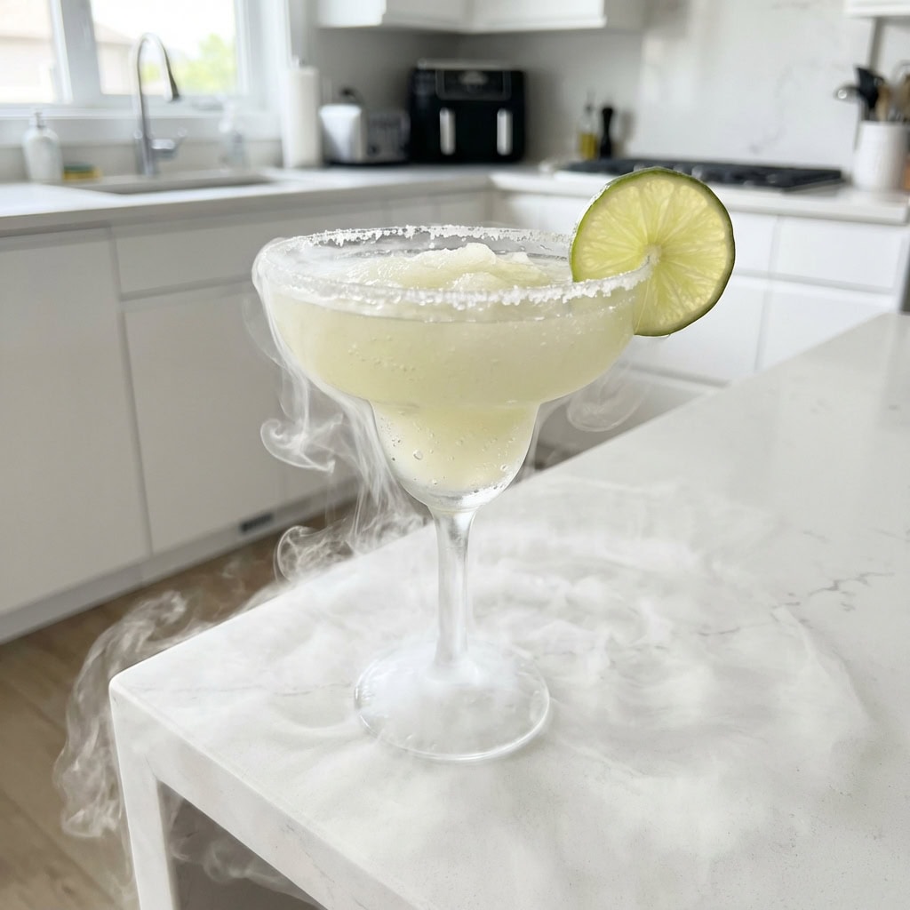 Dry Ice Fog Margarita with Lime and Tequila Cocktail Recipe