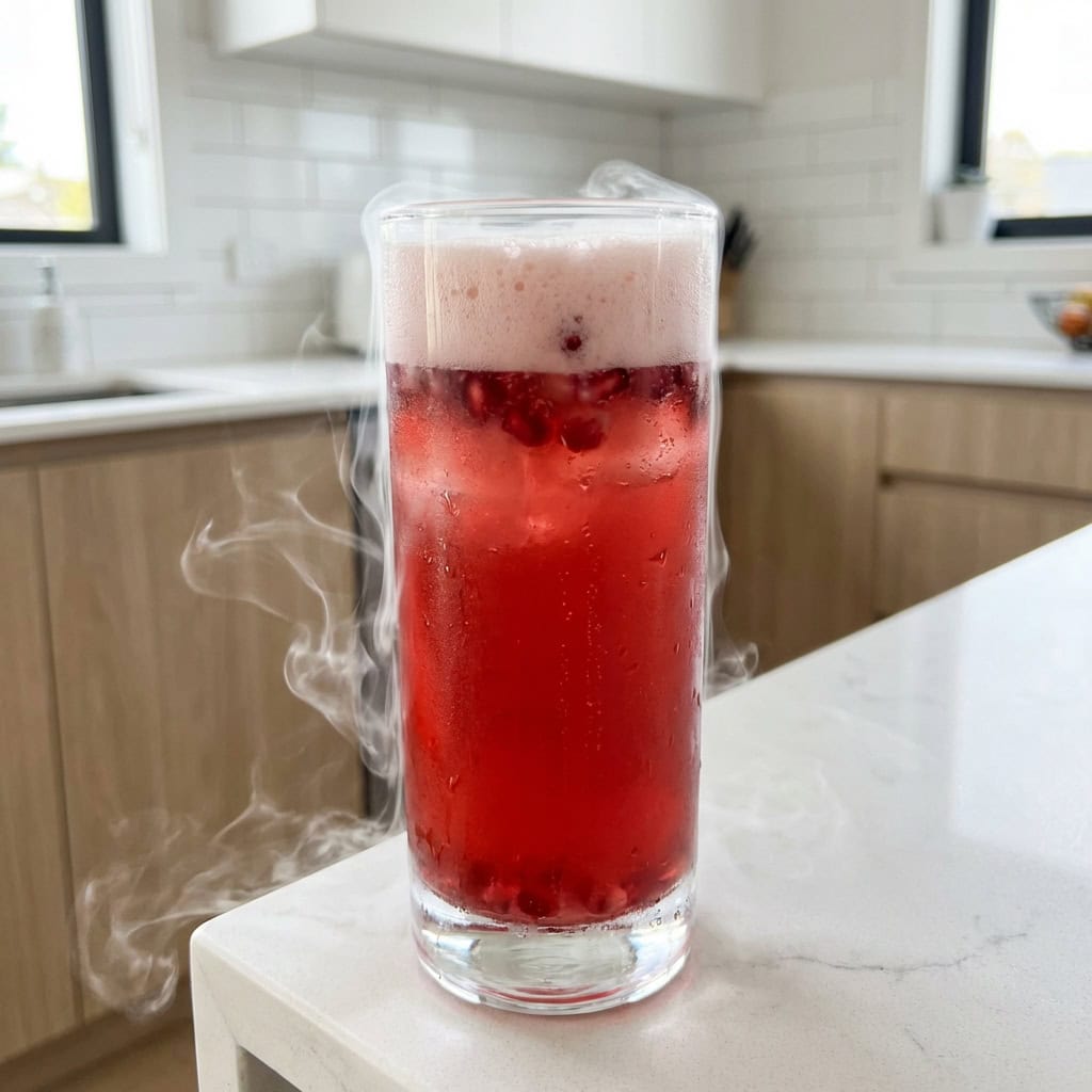 Dry Ice Pomegranate Gin Fizz Cocktail Recipe