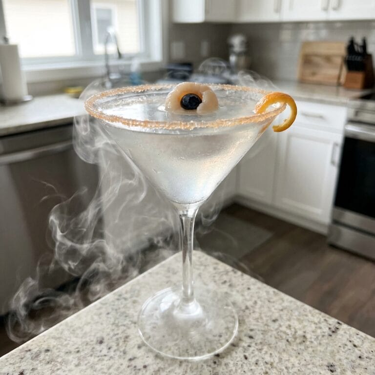 Foggy Eyeball Martini with Lychee and Dry Ice Cocktail Recipe